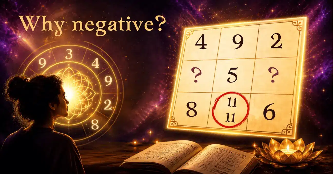 A numerologist reading a lo shu grid with 1 repeated multiple times