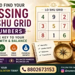 A glowing Lo Shu Grid showing missing numbers highlighted, representing Numerology analysis and remedies for balancing life energies